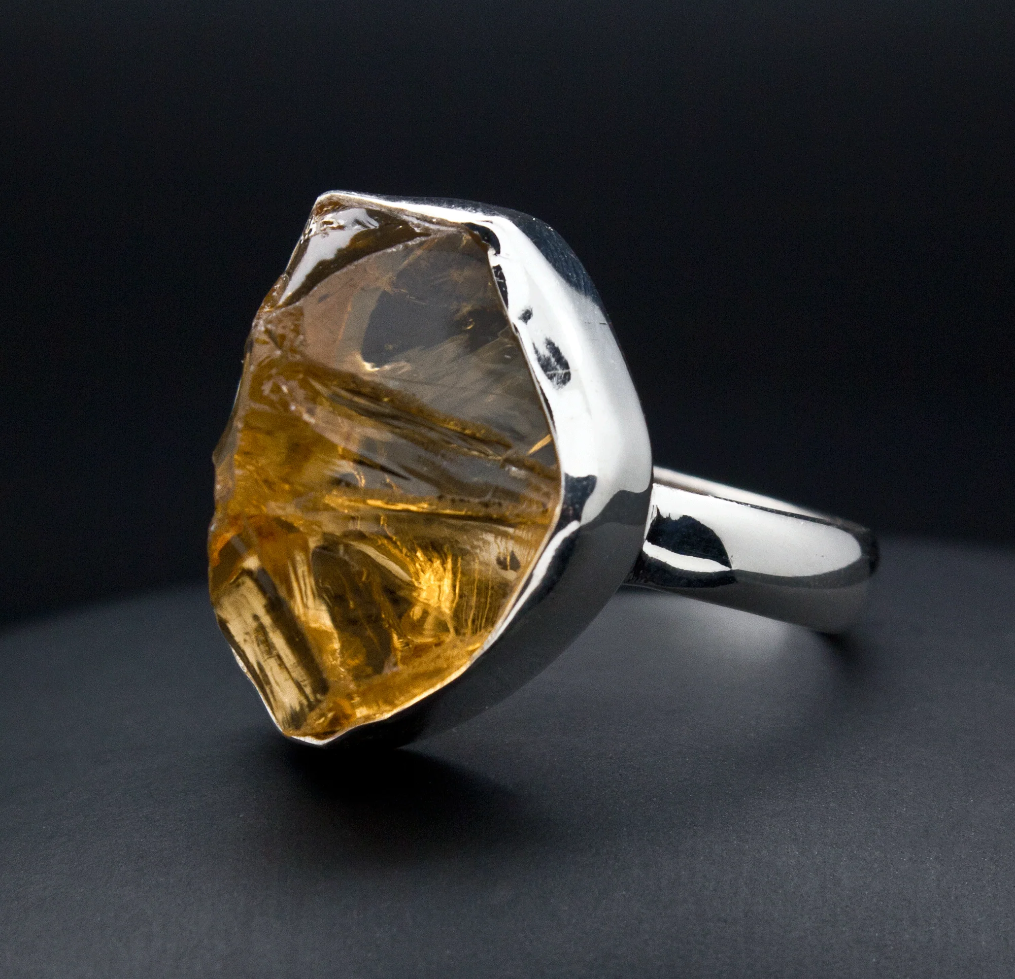 Sterling Silver Raw Citrine Ring Size 10 - Image 2