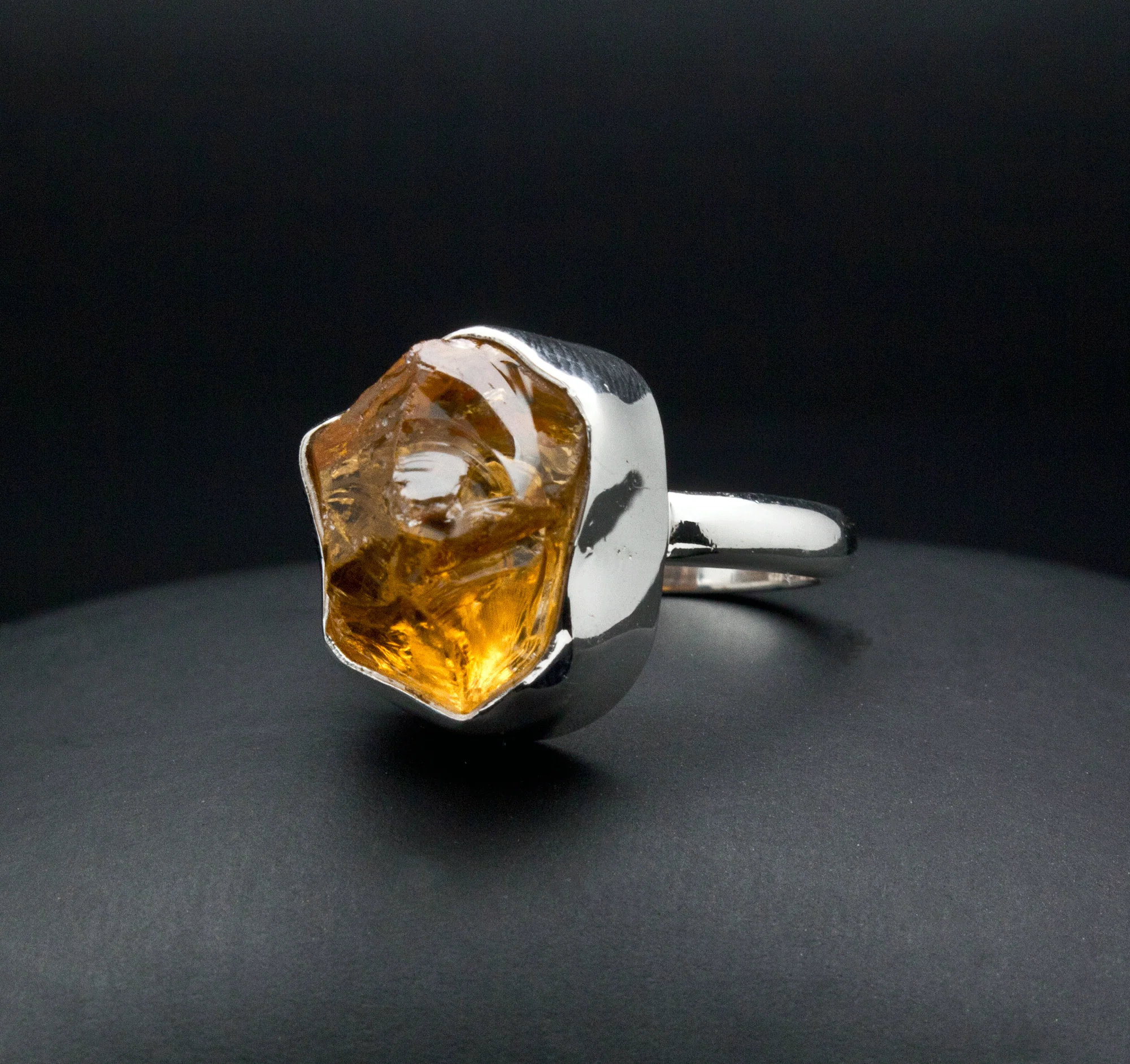 Sterling Silver Raw Citrine Ring Size 6.5 - Image 2