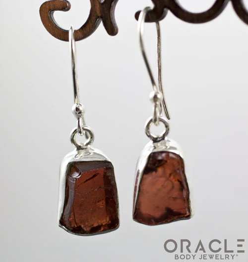Sterling Silver Raw Garnet Earrings - Image 2