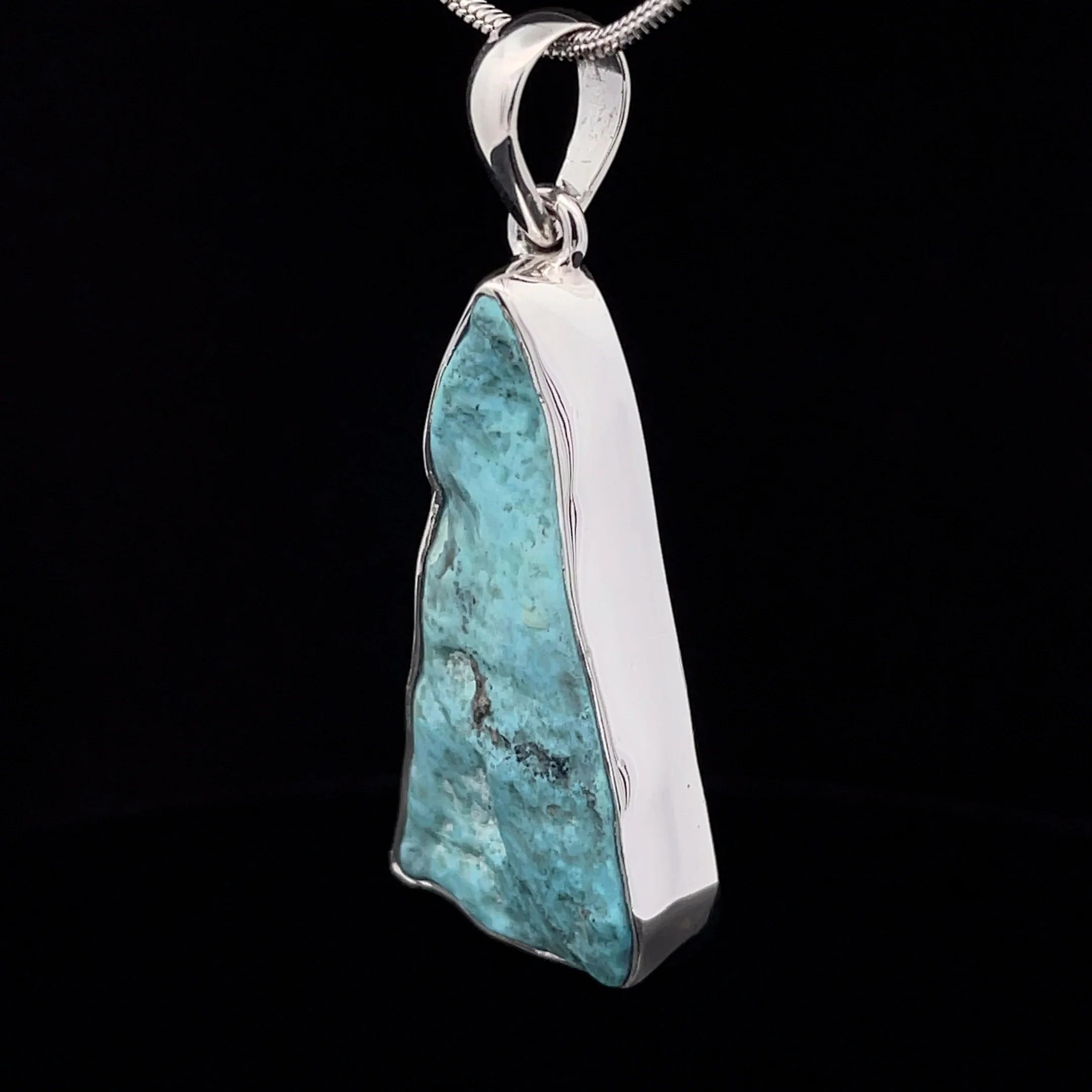 Sterling Silver Raw Kingman Turquoise Pendant - Image 3