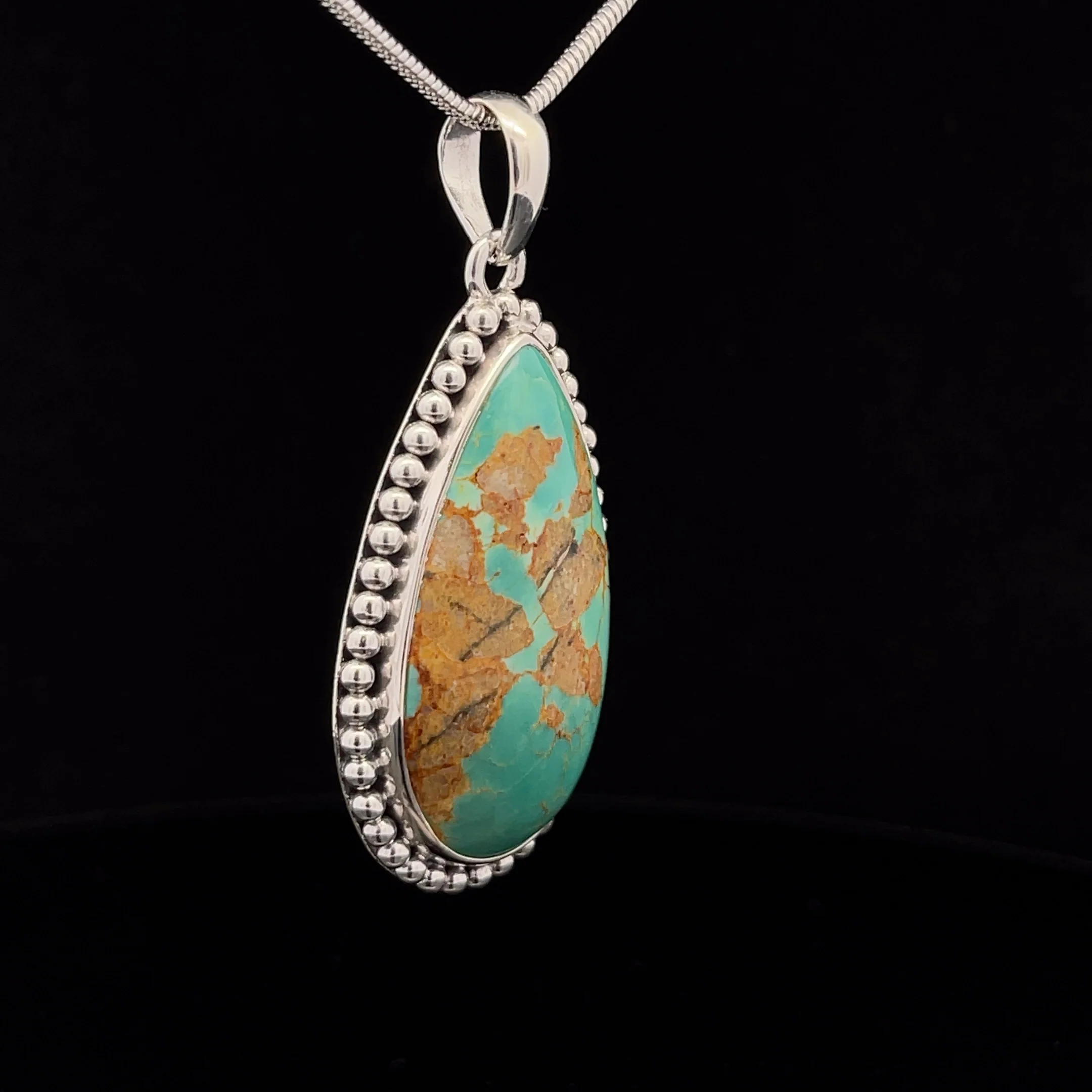 Sterling Silver Raw Kingman Turquoise Pendant - Image 2