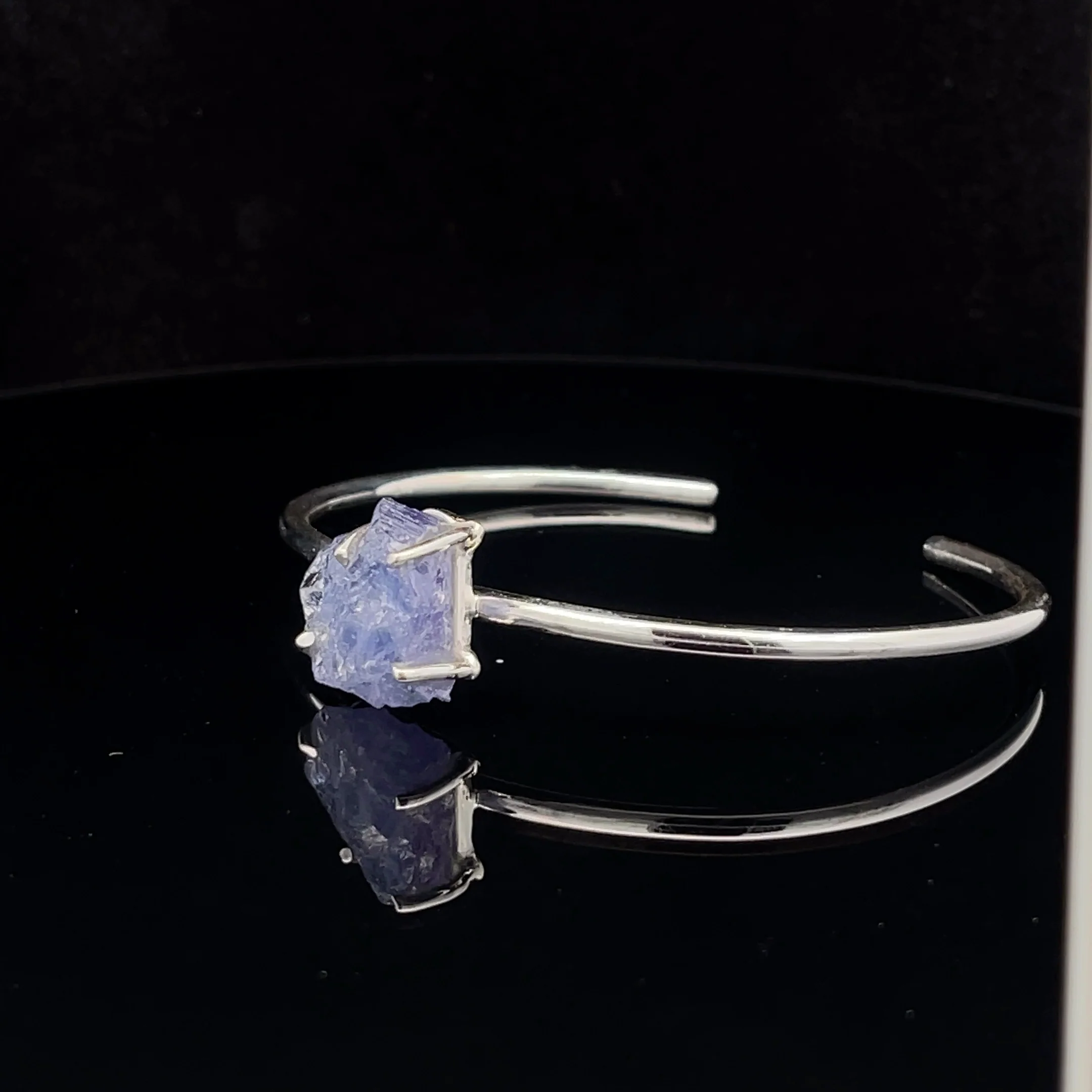 Sterling Silver Raw Tanzanite Cuff Bracelet - Image 3