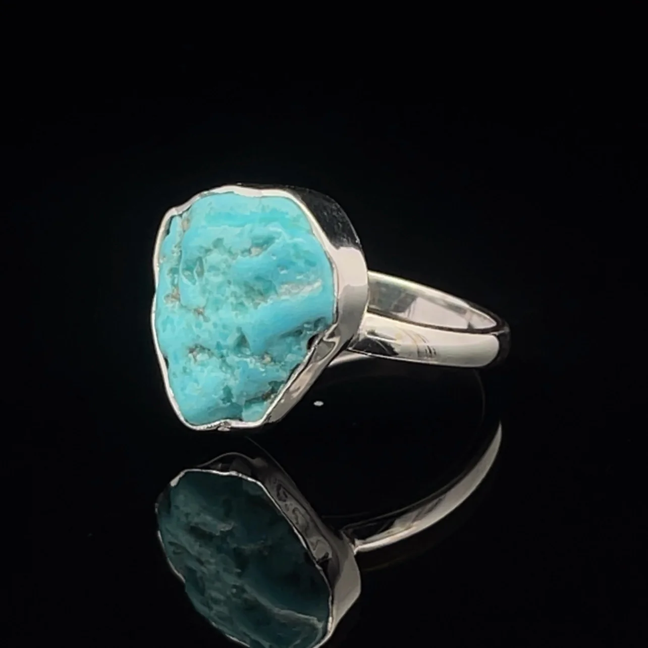 Sterling Silver Raw Turquoise Ring Size 5 - Image 3