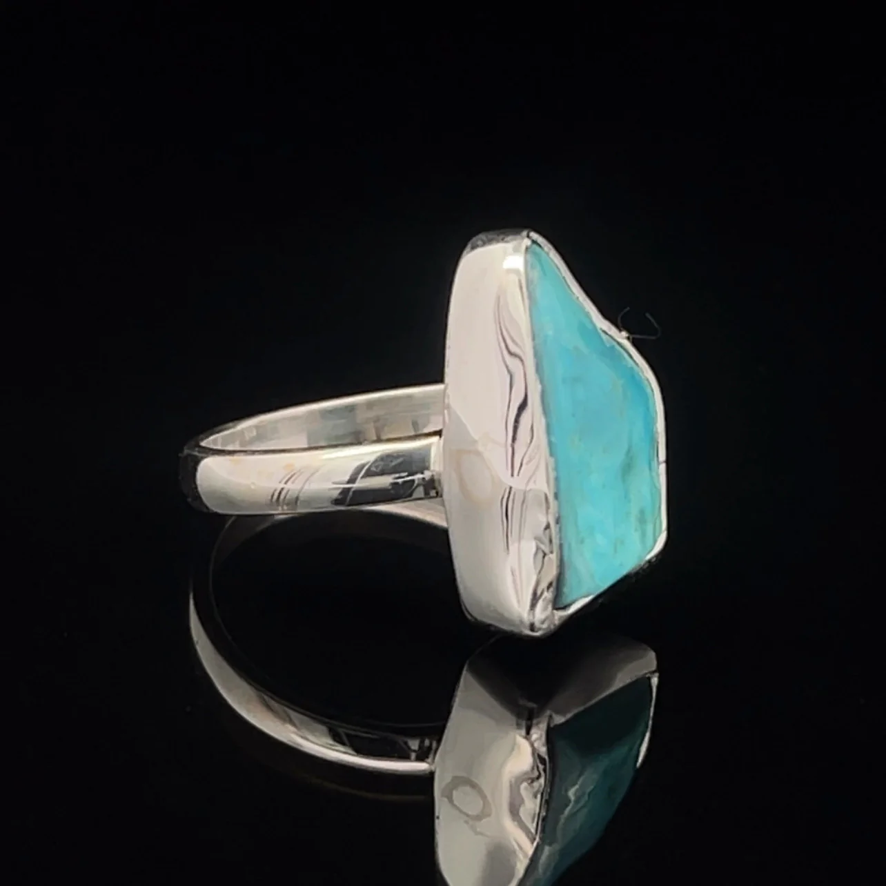 Sterling Silver Raw Turquoise Ring Size 5 - Image 2