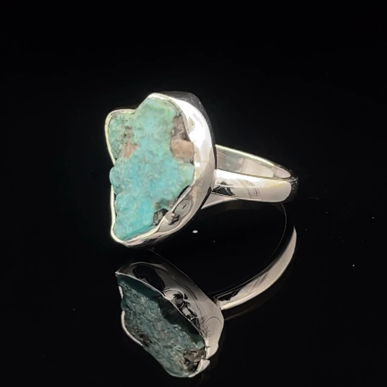 Sterling Silver Raw Turquoise Ring Size 6 - Image 3