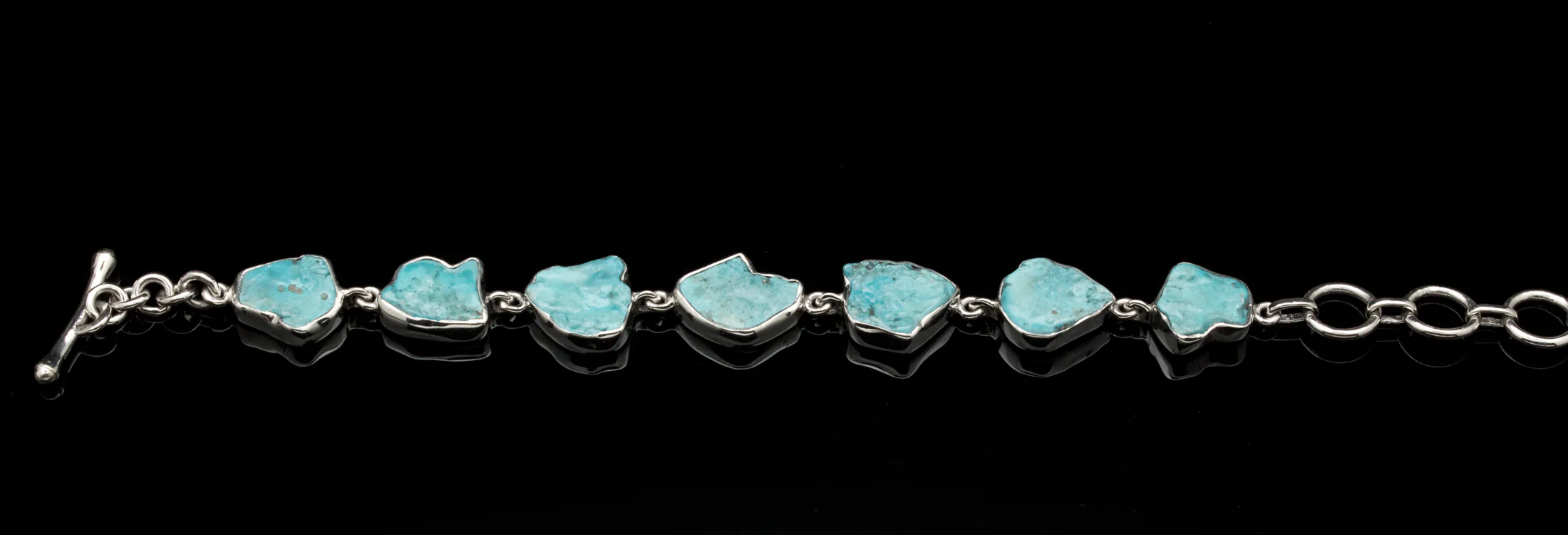 Sterling Silver Raw Turquoise Bracelet - Image 2