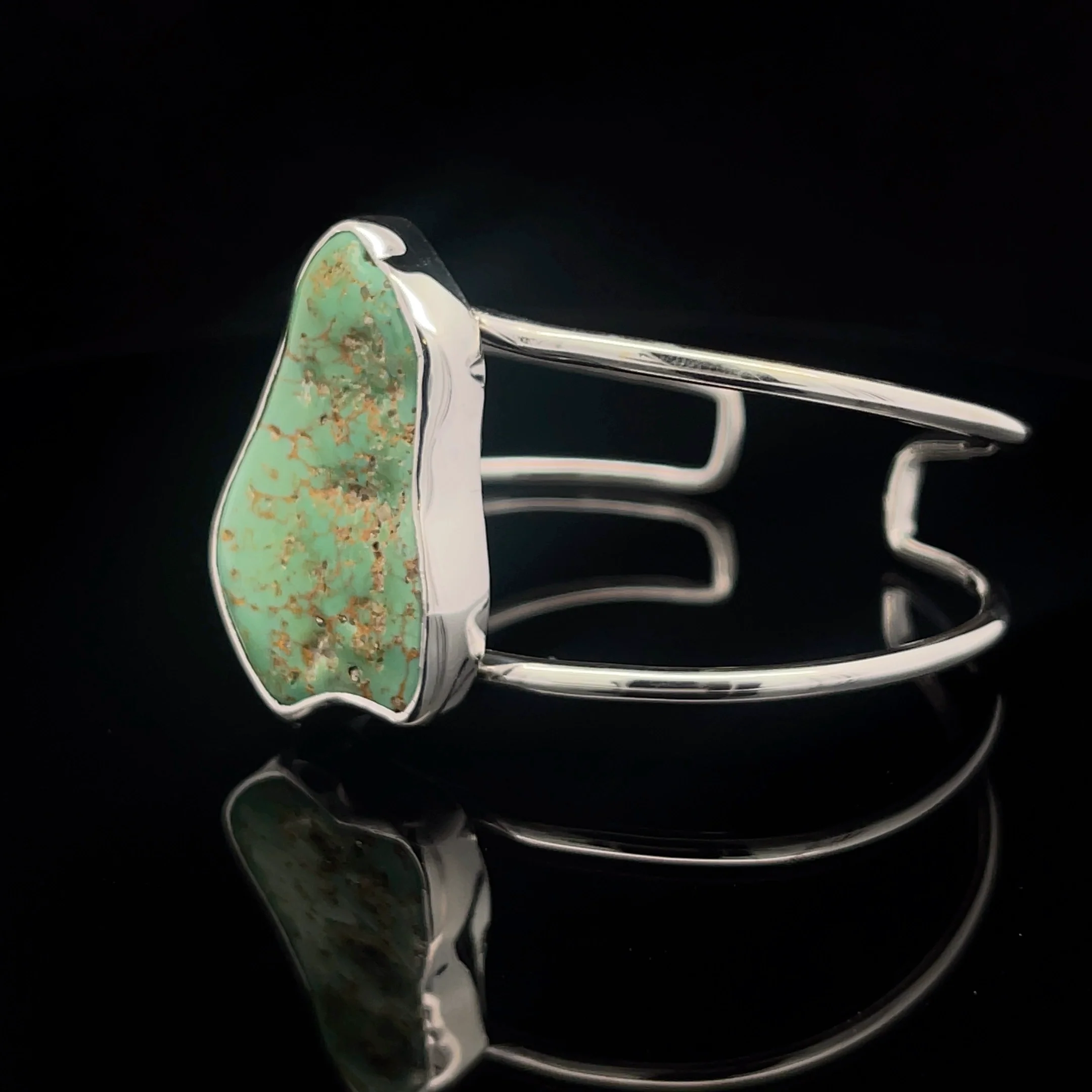 Sterling Silver Raw Turquoise Cuff Bracelet - Image 3