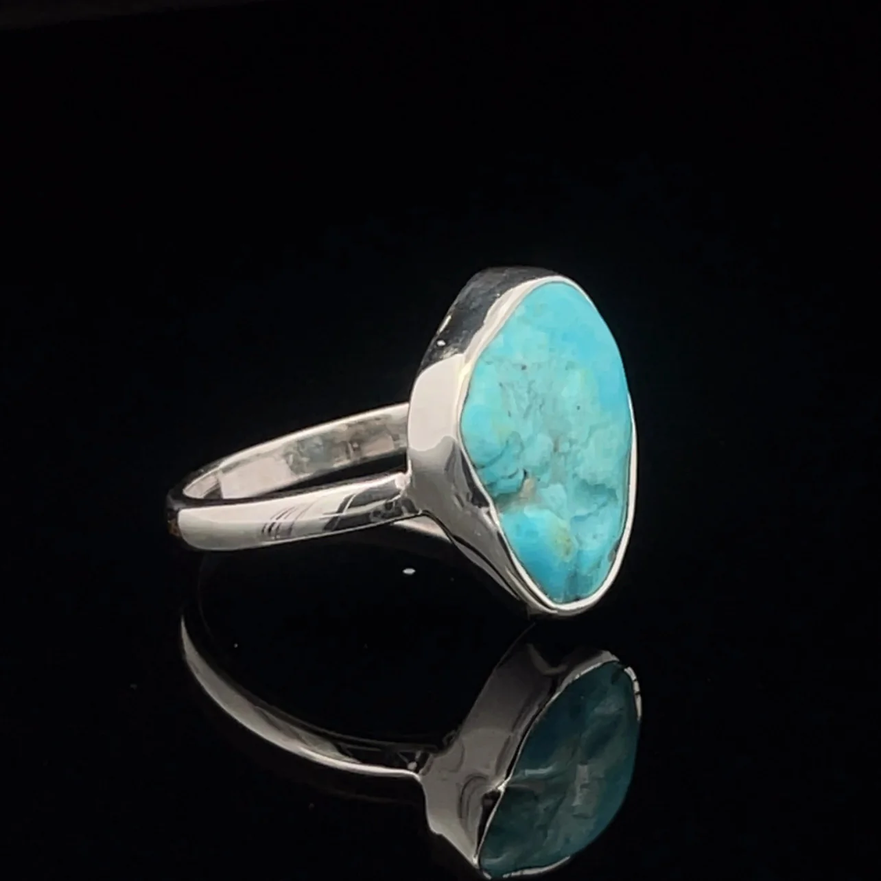 Sterling Silver Raw Turquoise Ring Size 7 - Image 2