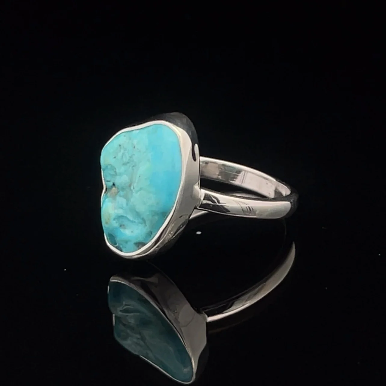Sterling Silver Raw Turquoise Ring Size 7 - Image 3