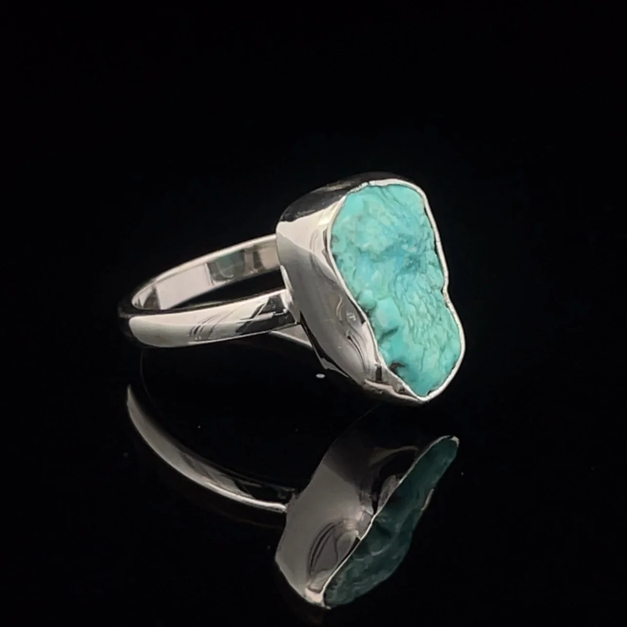 Sterling Silver Raw Turquoise Ring Size 7 - Image 2