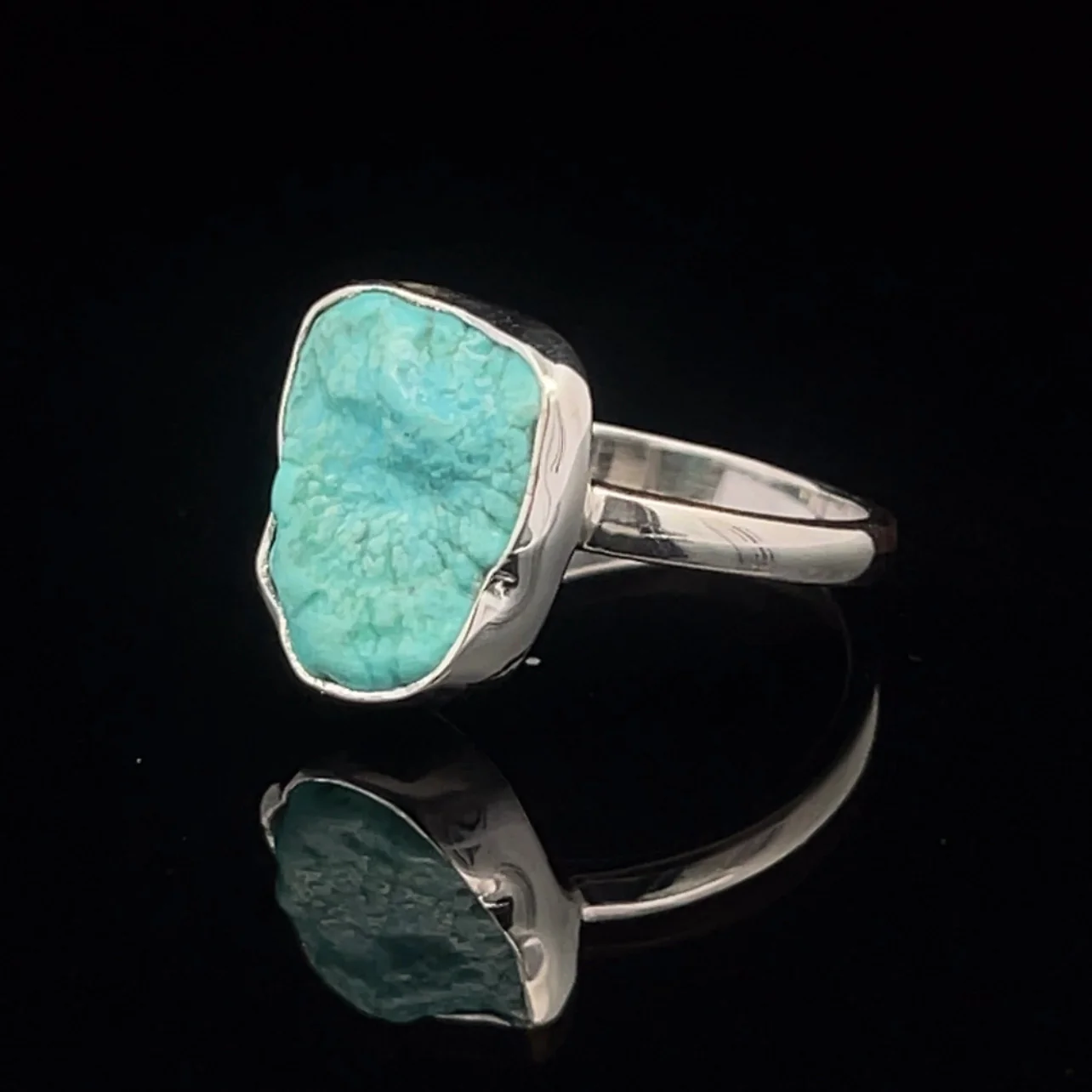Sterling Silver Raw Turquoise Ring Size 7 - Image 3