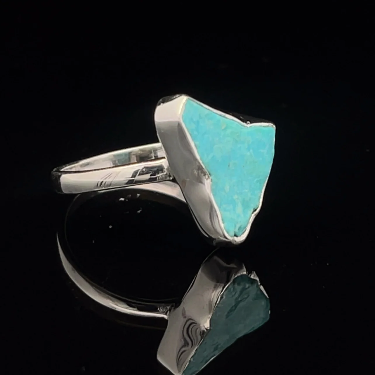 Sterling Silver Raw Turquoise Ring Size 8 - Image 2