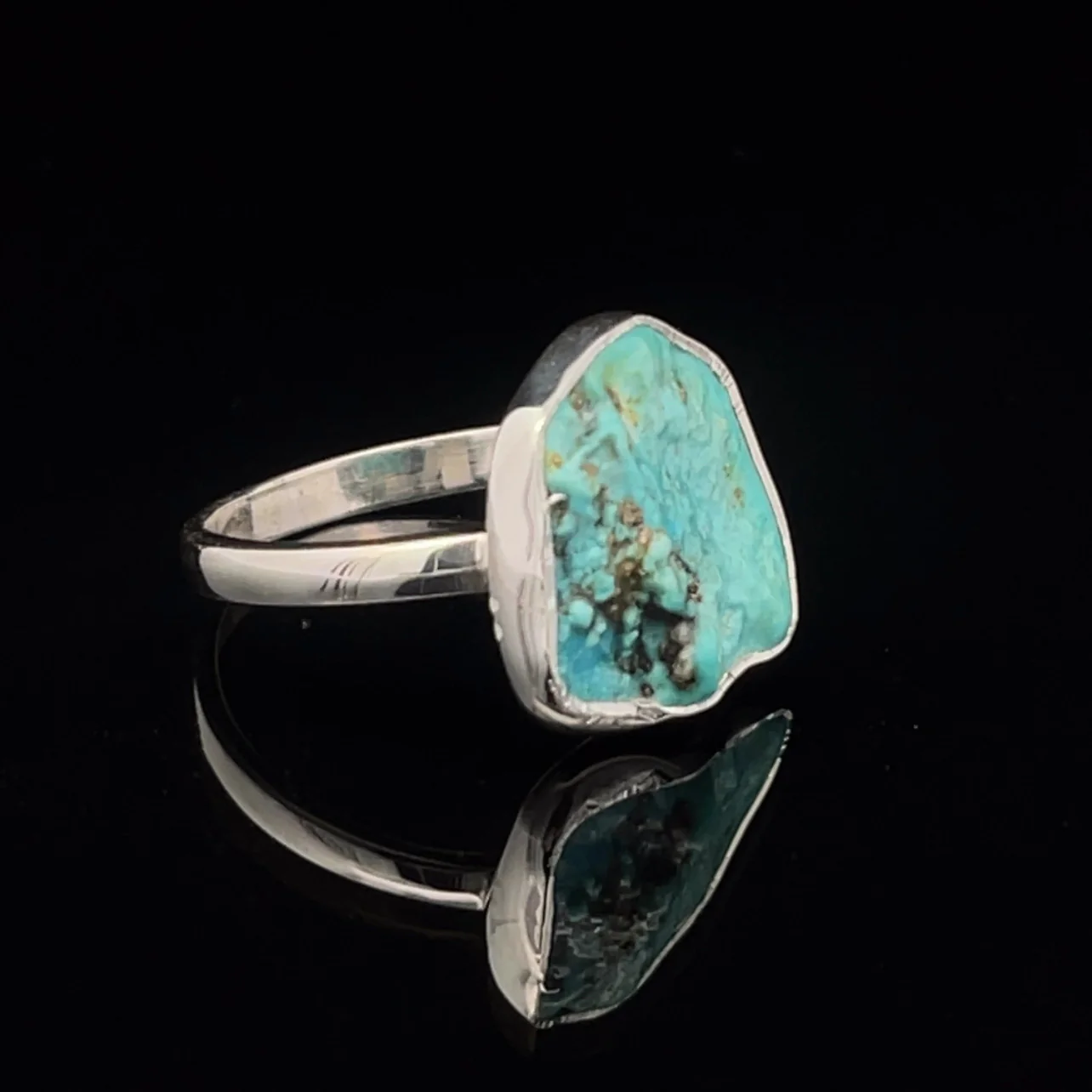 Sterling Silver Raw Turquoise Ring Size 8 - Image 2