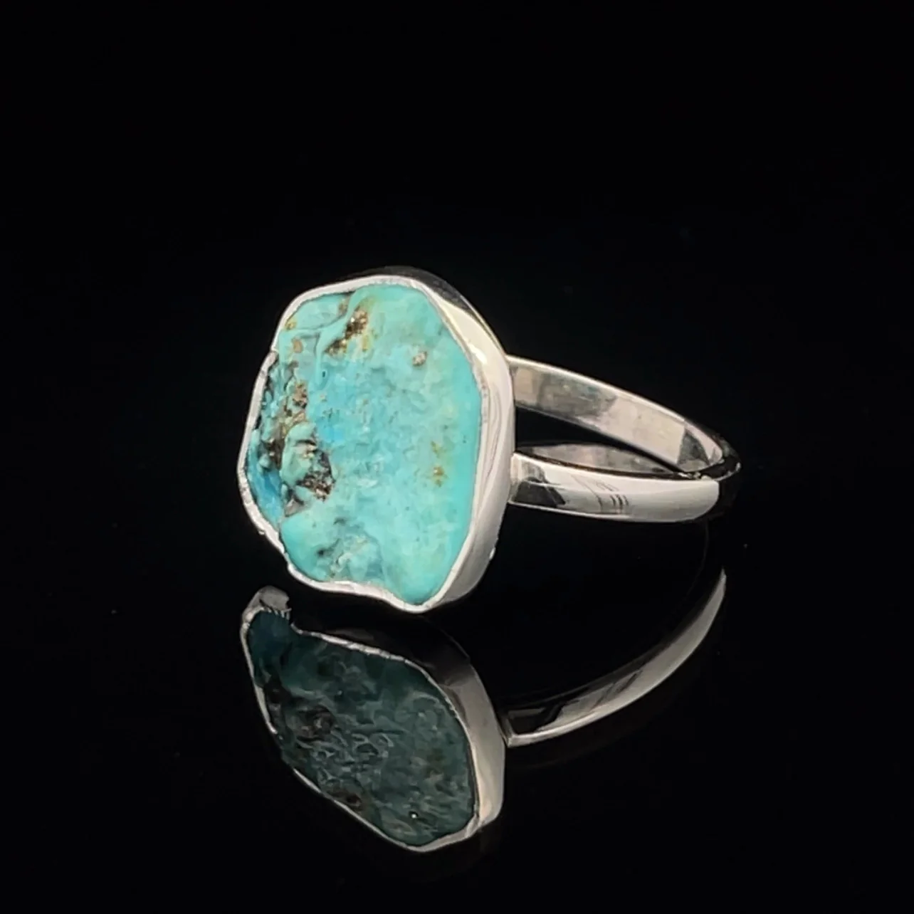 Sterling Silver Raw Turquoise Ring Size 8 - Image 3