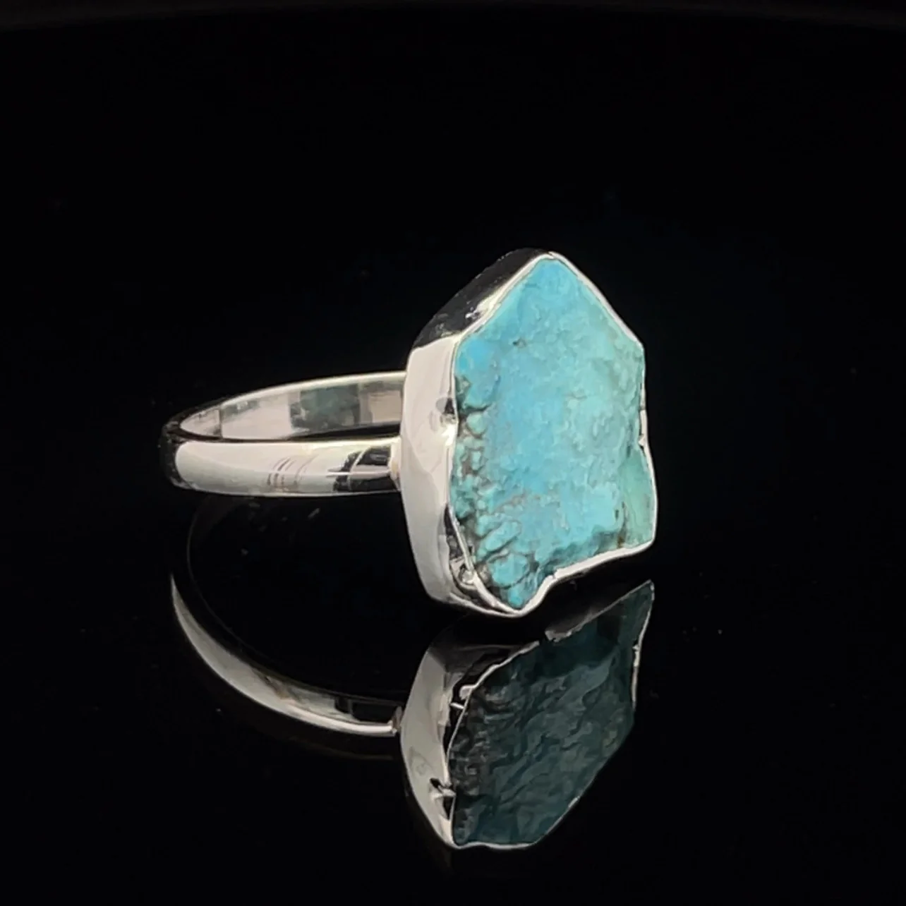 Sterling Silver Raw Turquoise Ring Size 9 - Image 2