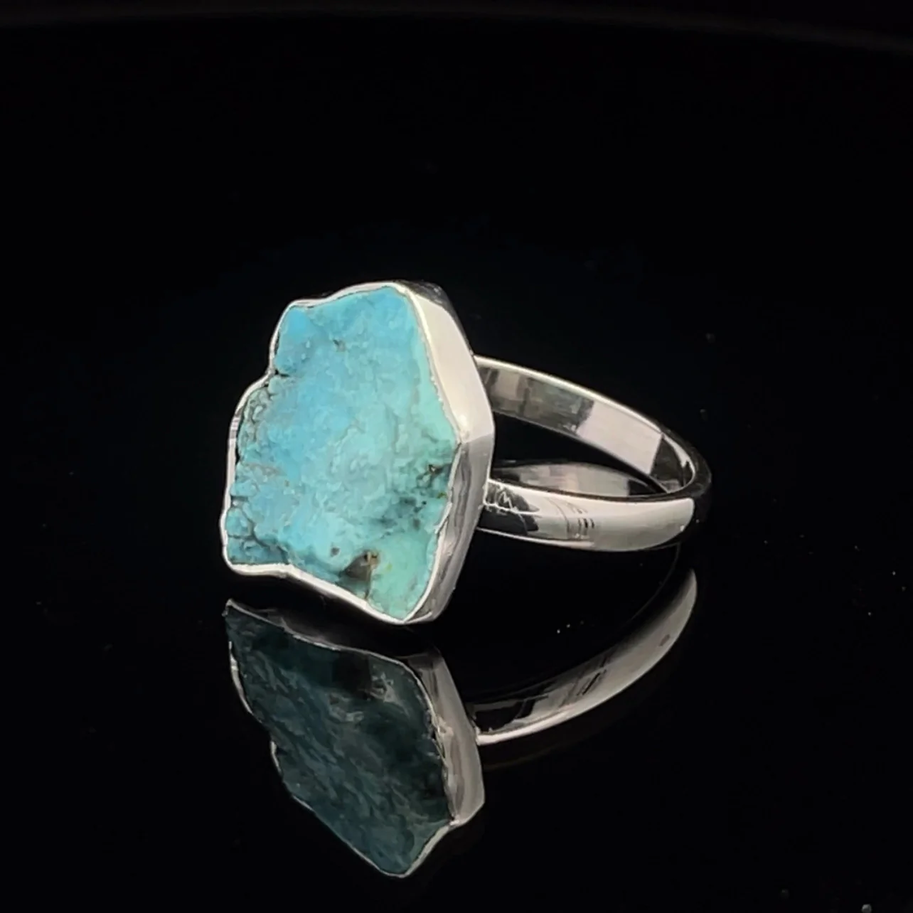 Sterling Silver Raw Turquoise Ring Size 9 - Image 3