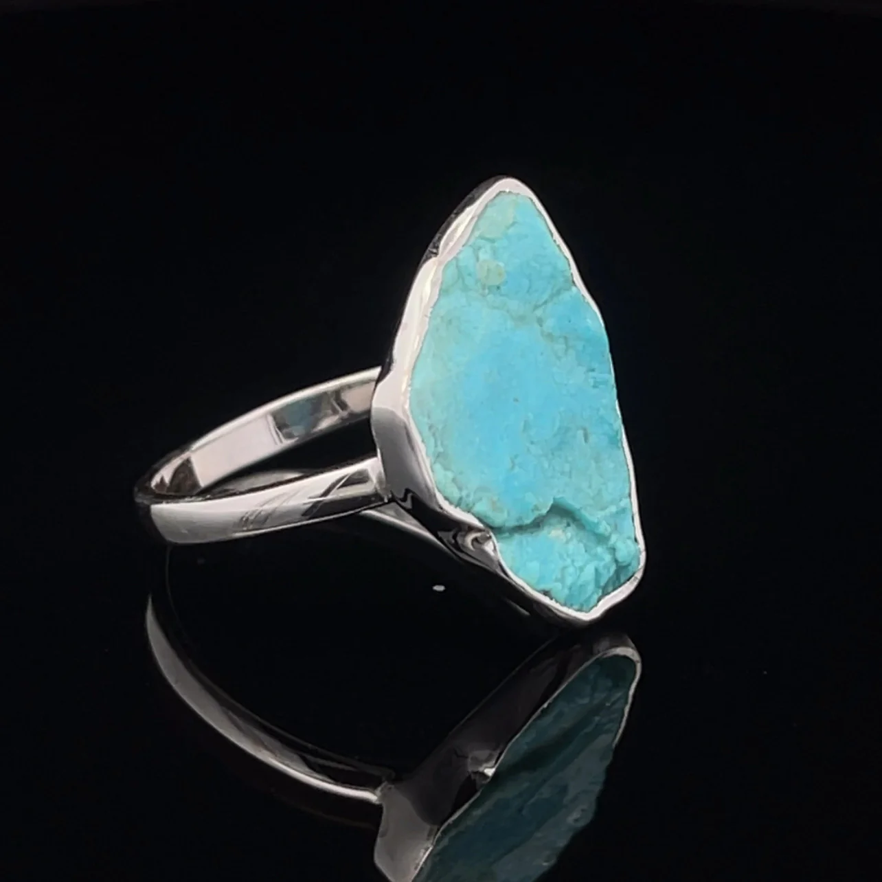 Sterling Silver Raw Turquoise Ring Size 10 - Image 2