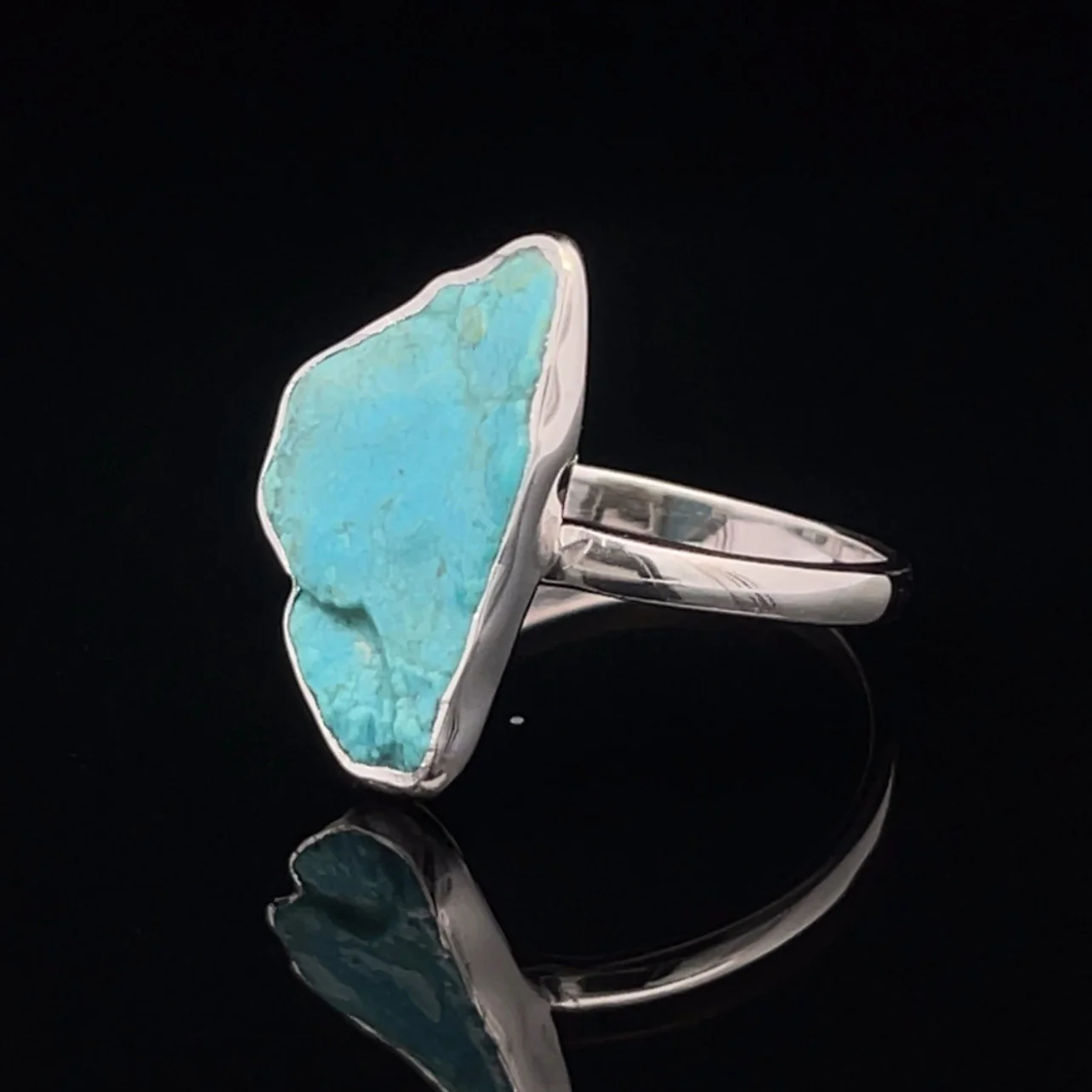 Sterling Silver Raw Turquoise Ring Size 10 - Image 3
