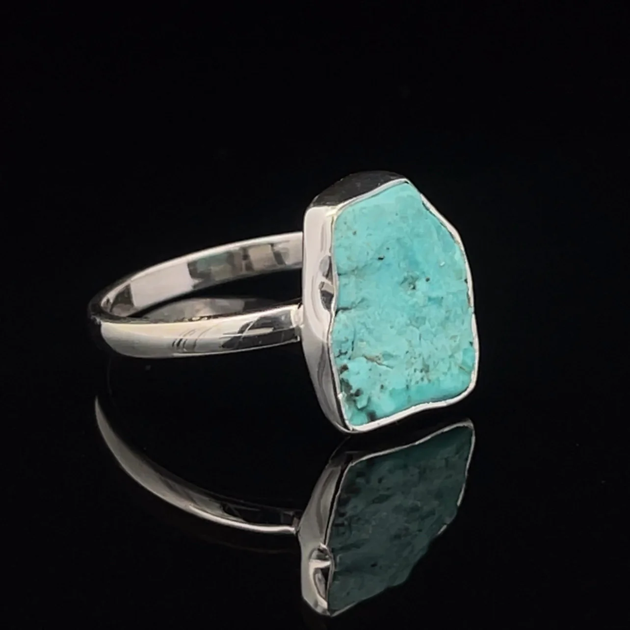 Sterling Silver Raw Turquoise Ring Size 10 - Image 2