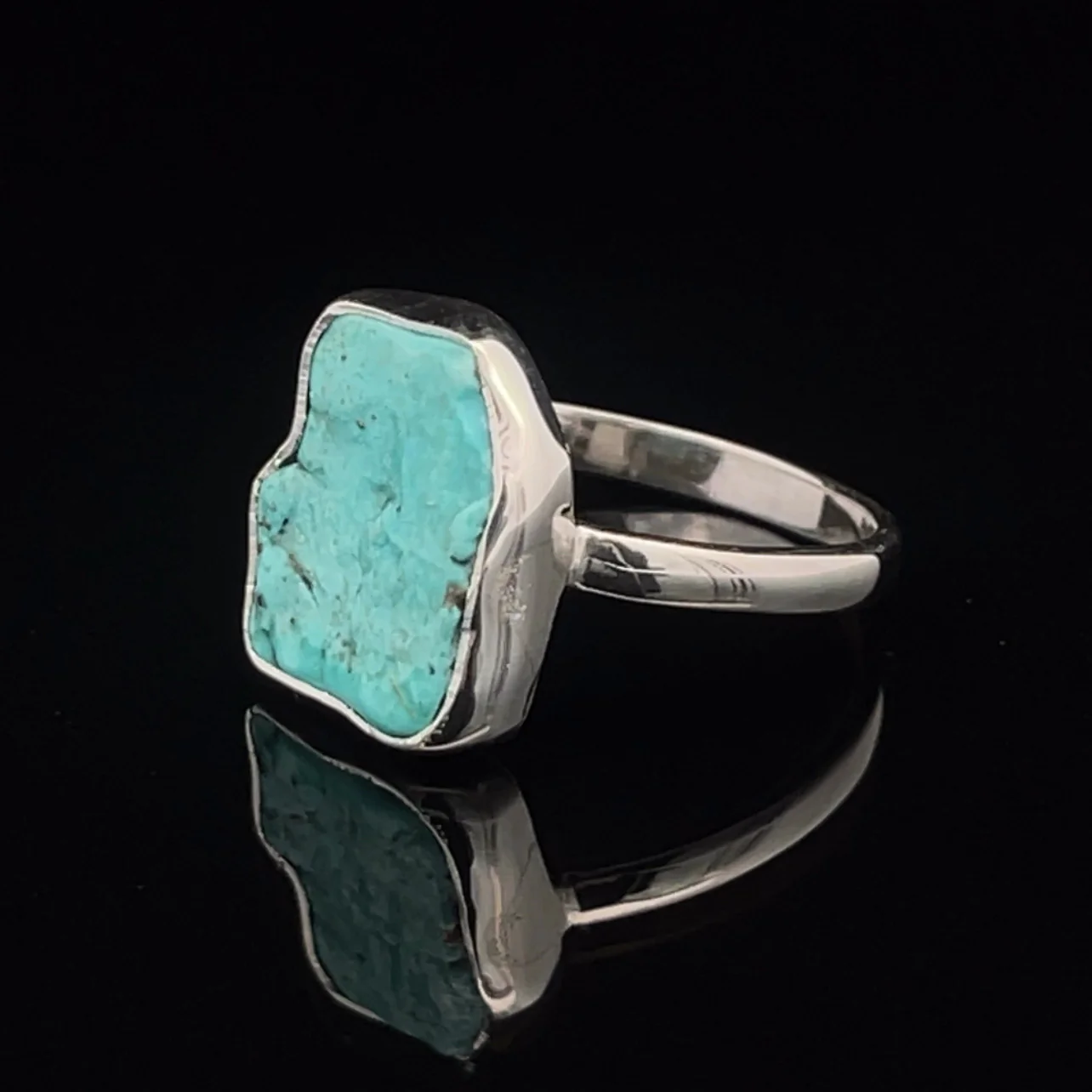 Sterling Silver Raw Turquoise Ring Size 10 - Image 3