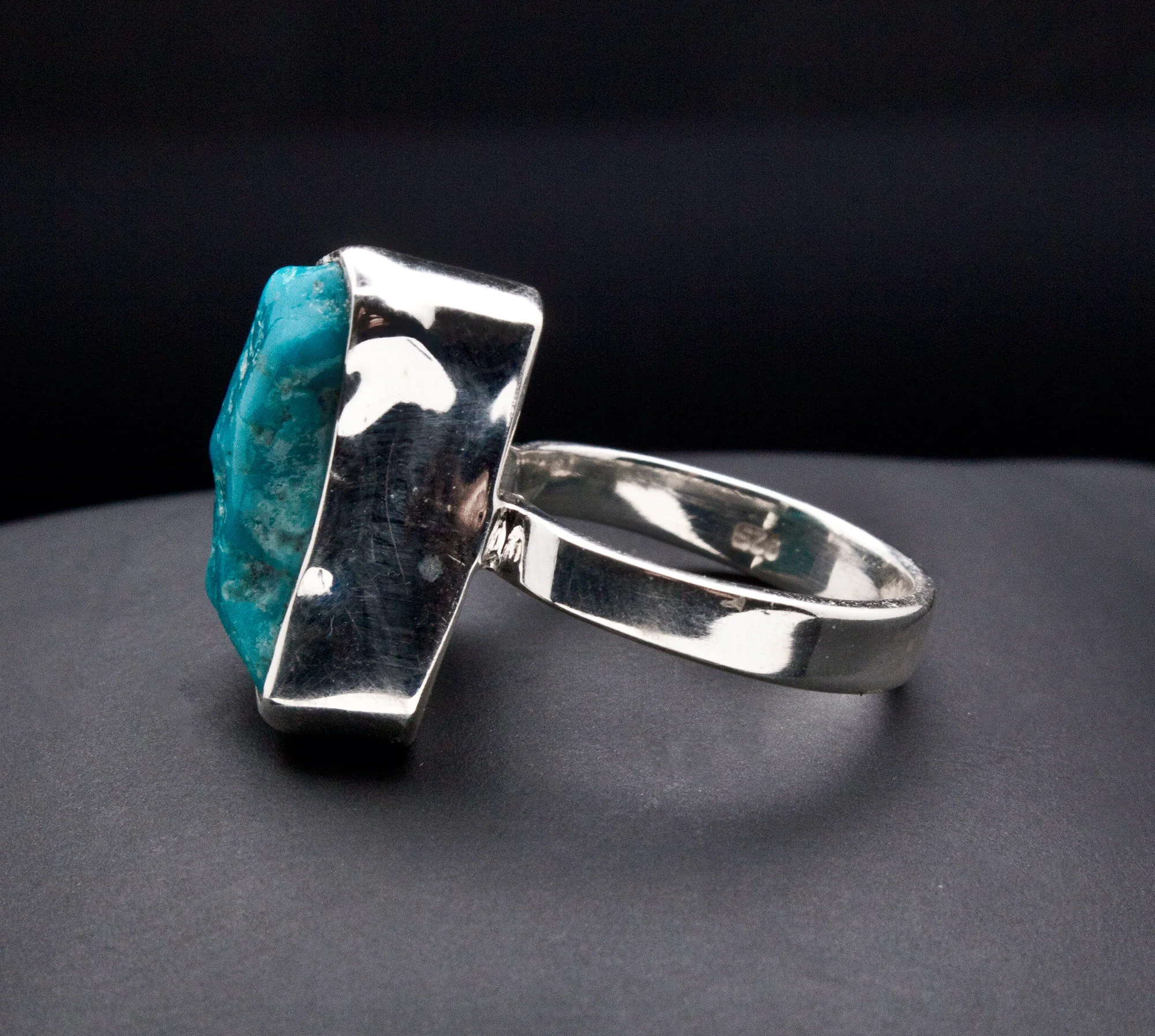 Sterling Silver Raw Turquoise Ring Size 6 - Image 3
