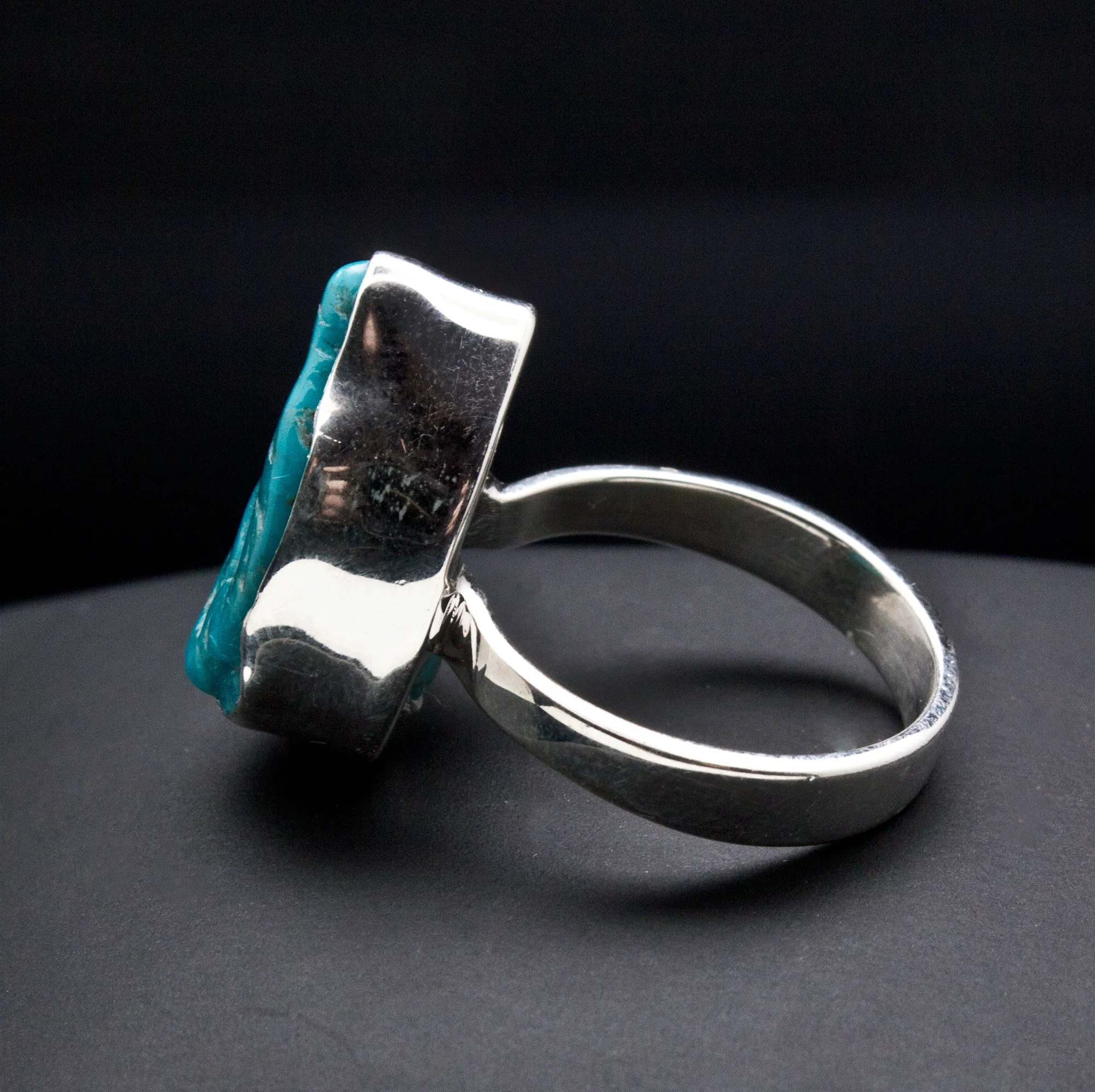 Sterling Silver Raw Turquoise Ring Size 7 - Image 2