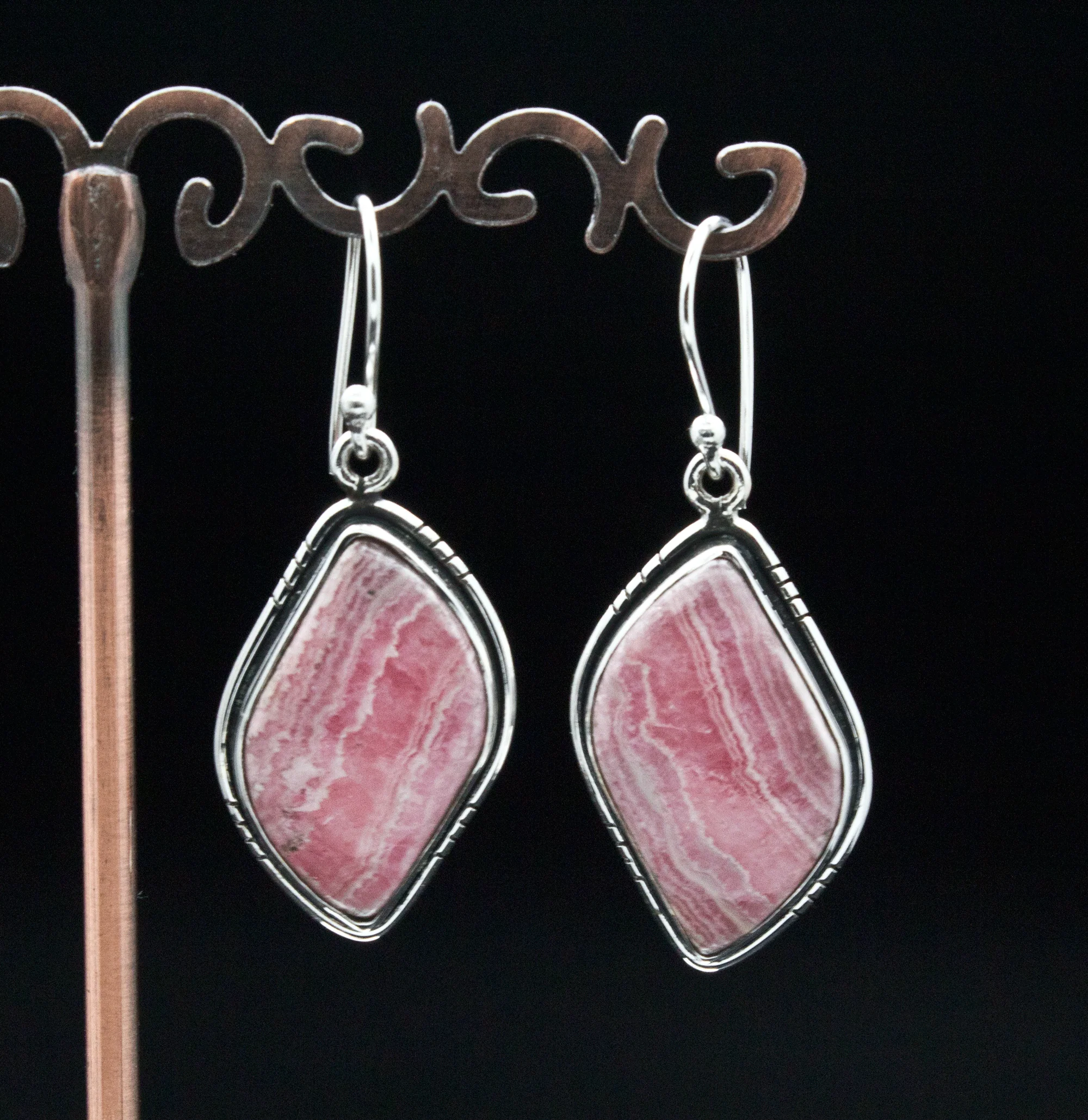 Sterling Silver Rhodochrosite Earrings - Image 2