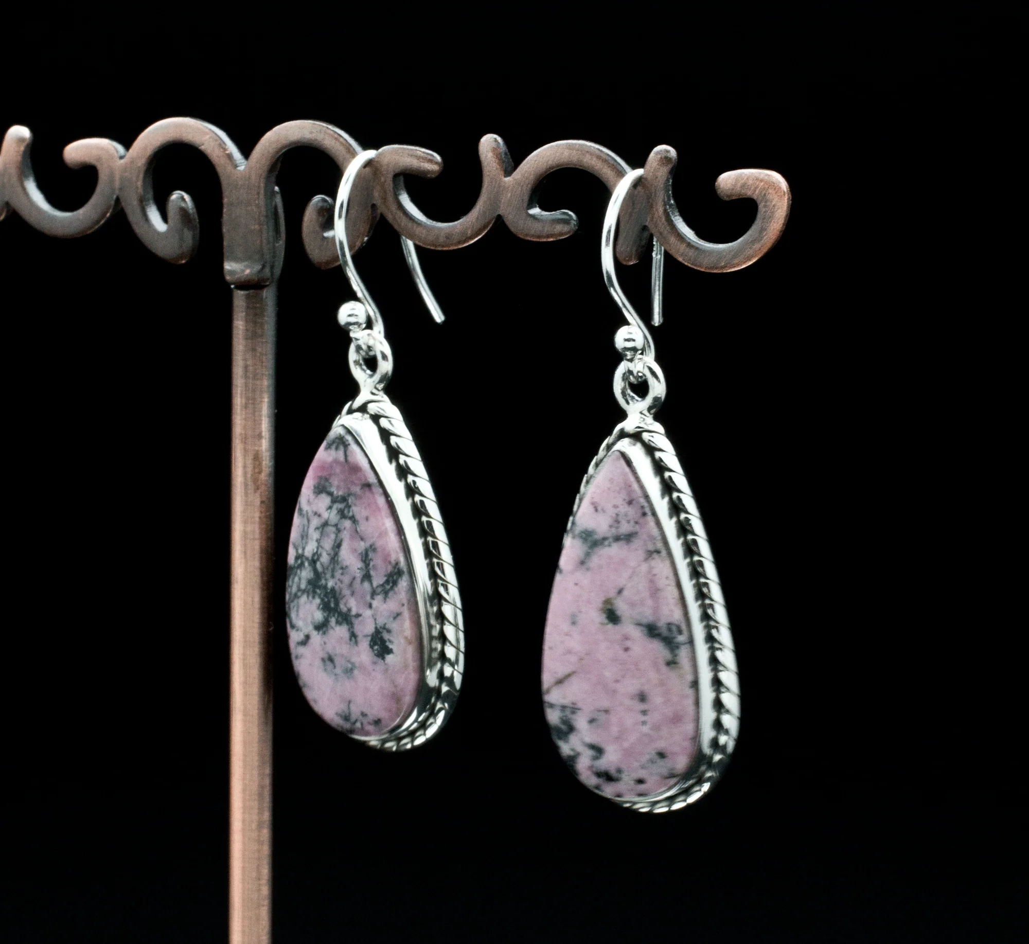 Sterling Silver Rhodonite Earrings - Image 2