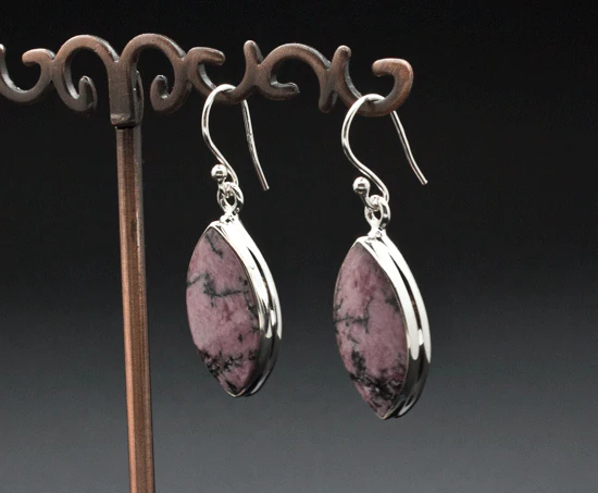 Sterling Silver Rhodonite Earrings - Image 2
