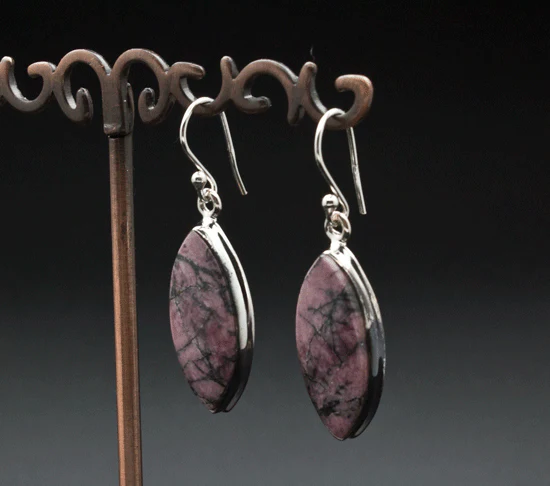 Sterling Silver Rhodonite Earrings - Image 2