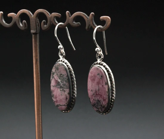 Sterling Silver Rhodonite Earrings - Image 2