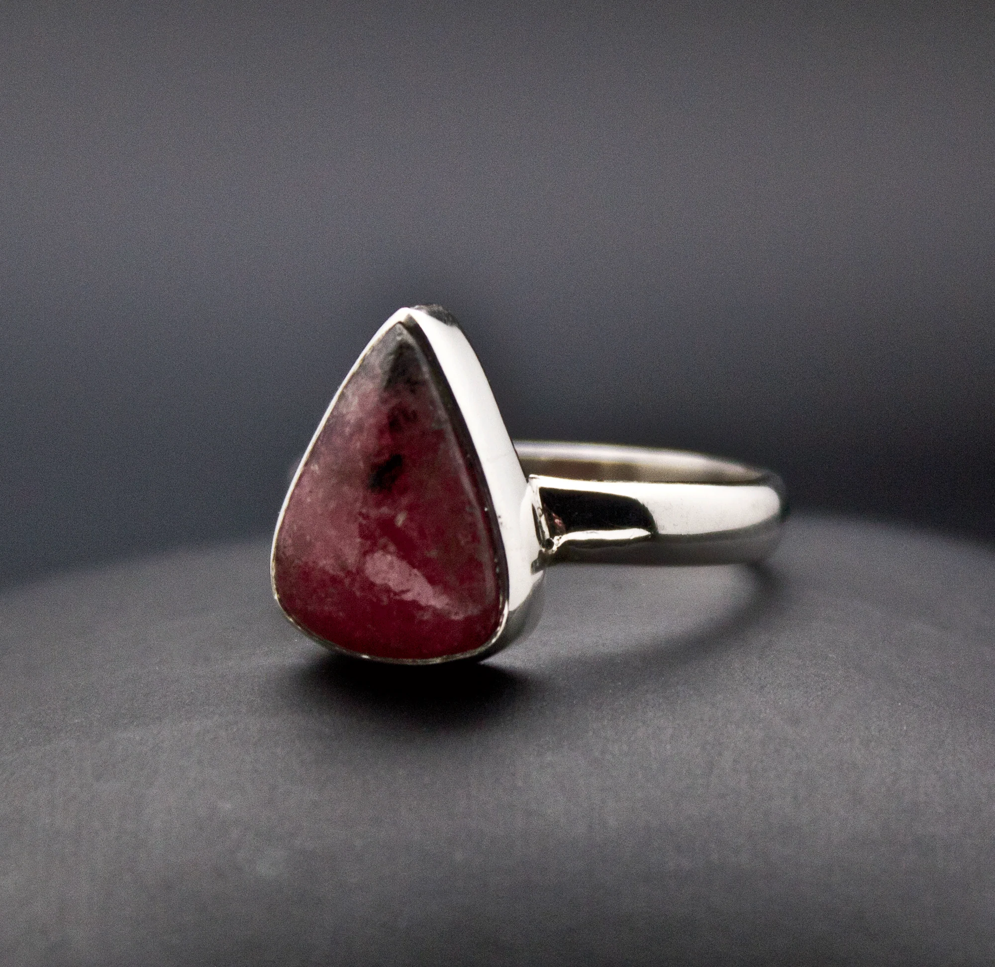 Sterling Silver Rhodonite Ring Size 9 - Image 2
