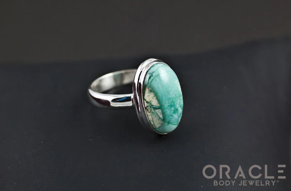 Sterling Silver ring with Gem Silica Size 6.5 - Image 2