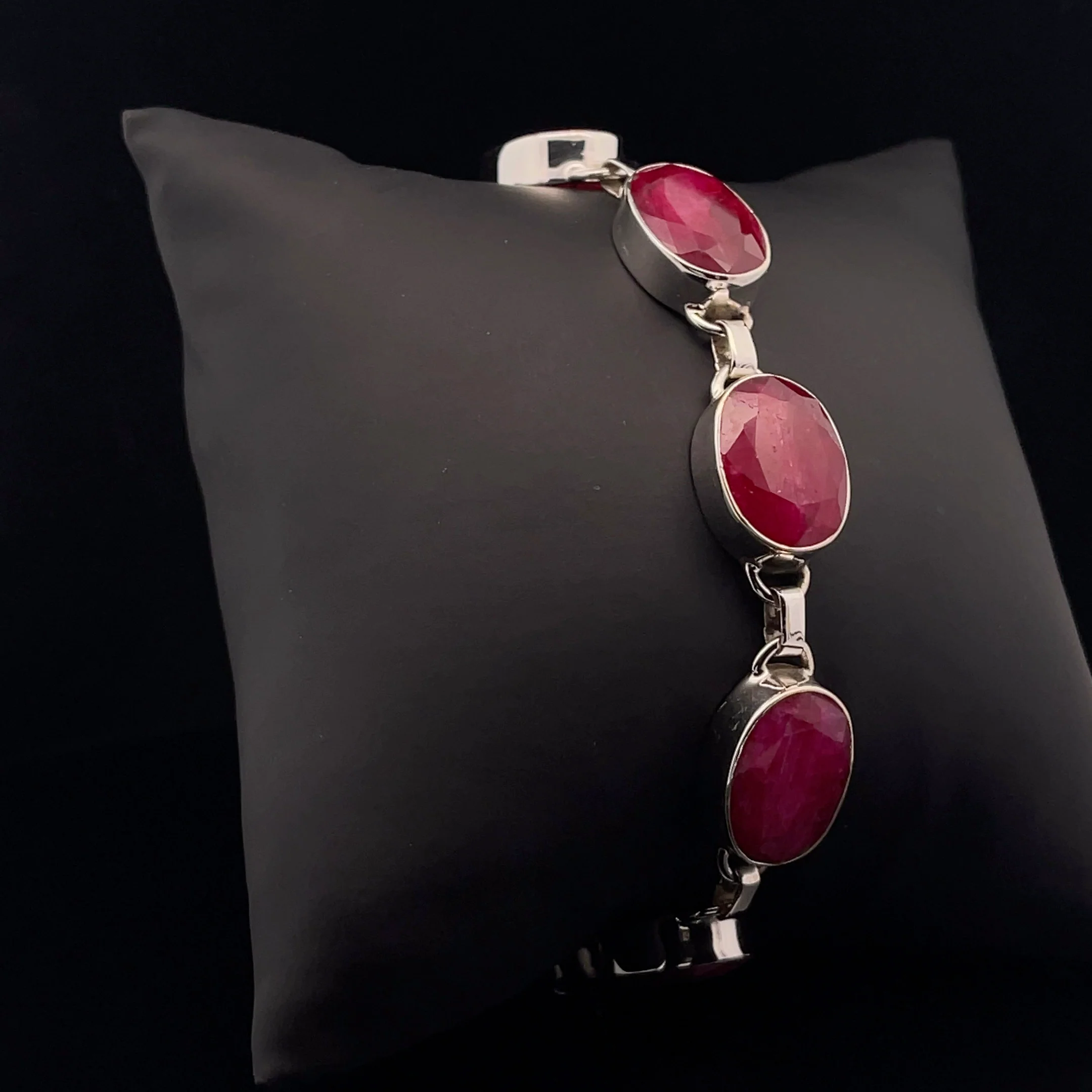 Sterling Silver Ruby Bracelet - Image 2