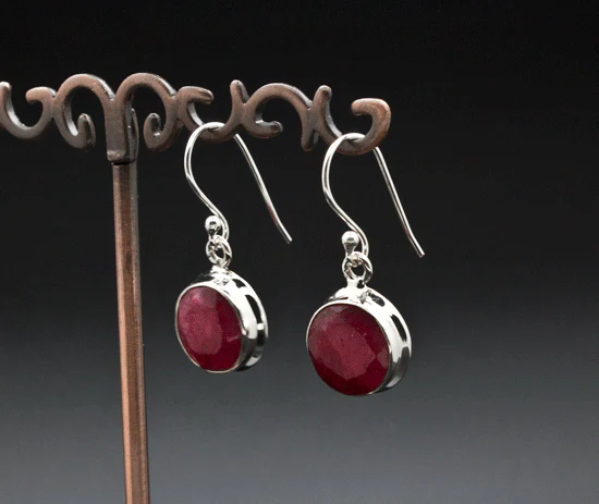 Sterling Silver Ruby Earrings - Image 2
