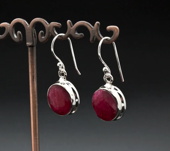 Sterling Silver Ruby Earrings - Image 2