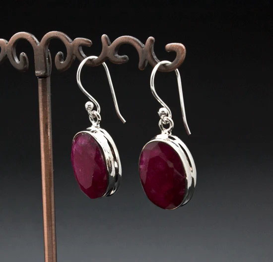Sterling Silver Ruby Earrings - Image 2