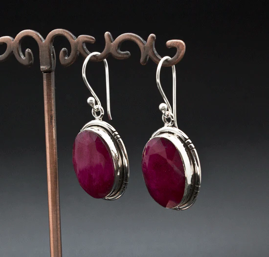 Sterling Silver Ruby Earrings - Image 2
