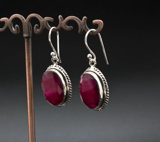 Sterling Silver Ruby Earrings - Image 2