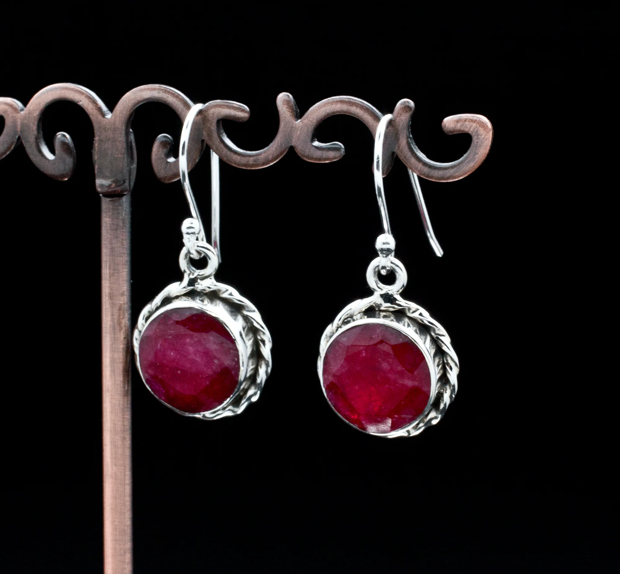 Sterling Silver Ruby Earrings - Image 2