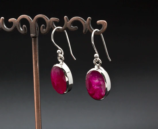 Sterling Silver Ruby Earrings - Image 2