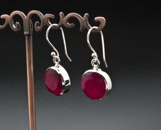 Sterling Silver Ruby Earrings - Image 2