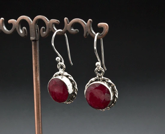 Sterling Silver Ruby Earrings - Image 2