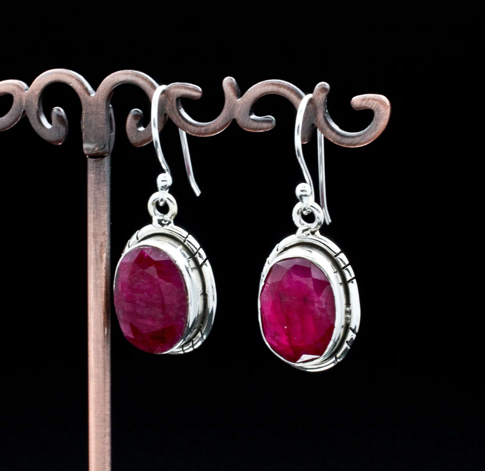 Sterling Silver Ruby Earrings - Image 2