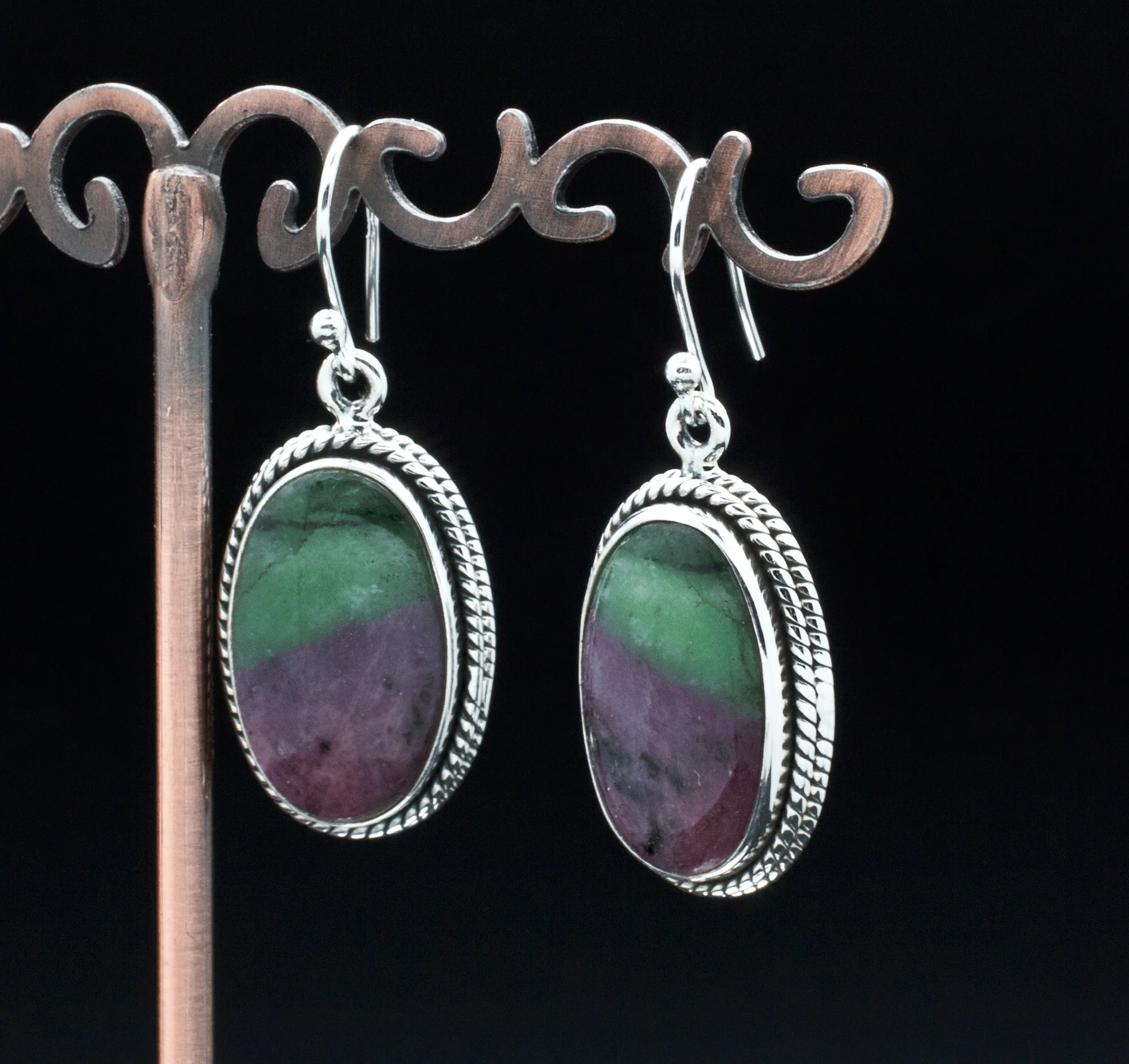 Sterling Silver Ruby In Zoisite Earrings - Image 2