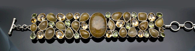 Sterling Silver Rutilated Quartz Bracelet with Citrine and Peridot - Image 3