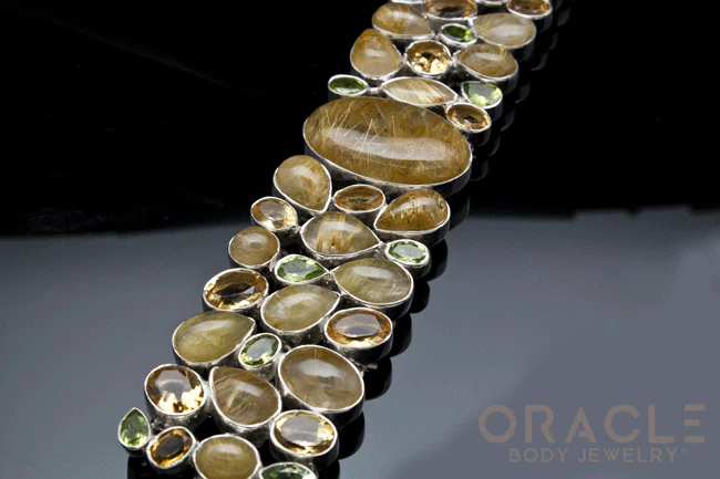 Sterling Silver Rutilated Quartz Bracelet with Citrine and Peridot - Image 4