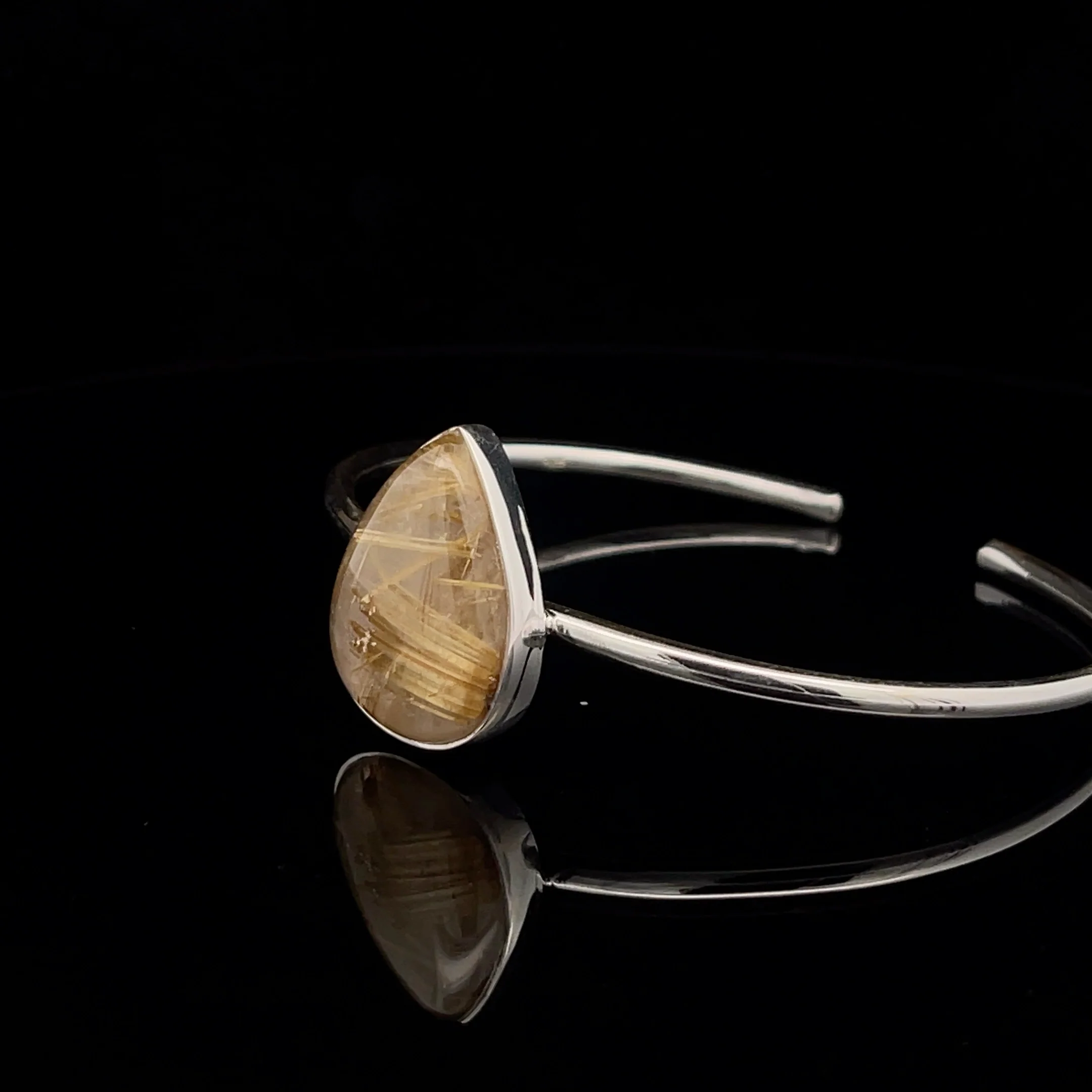 Sterling Silver Rutilated Quartz Cuff Bracelet - Image 3