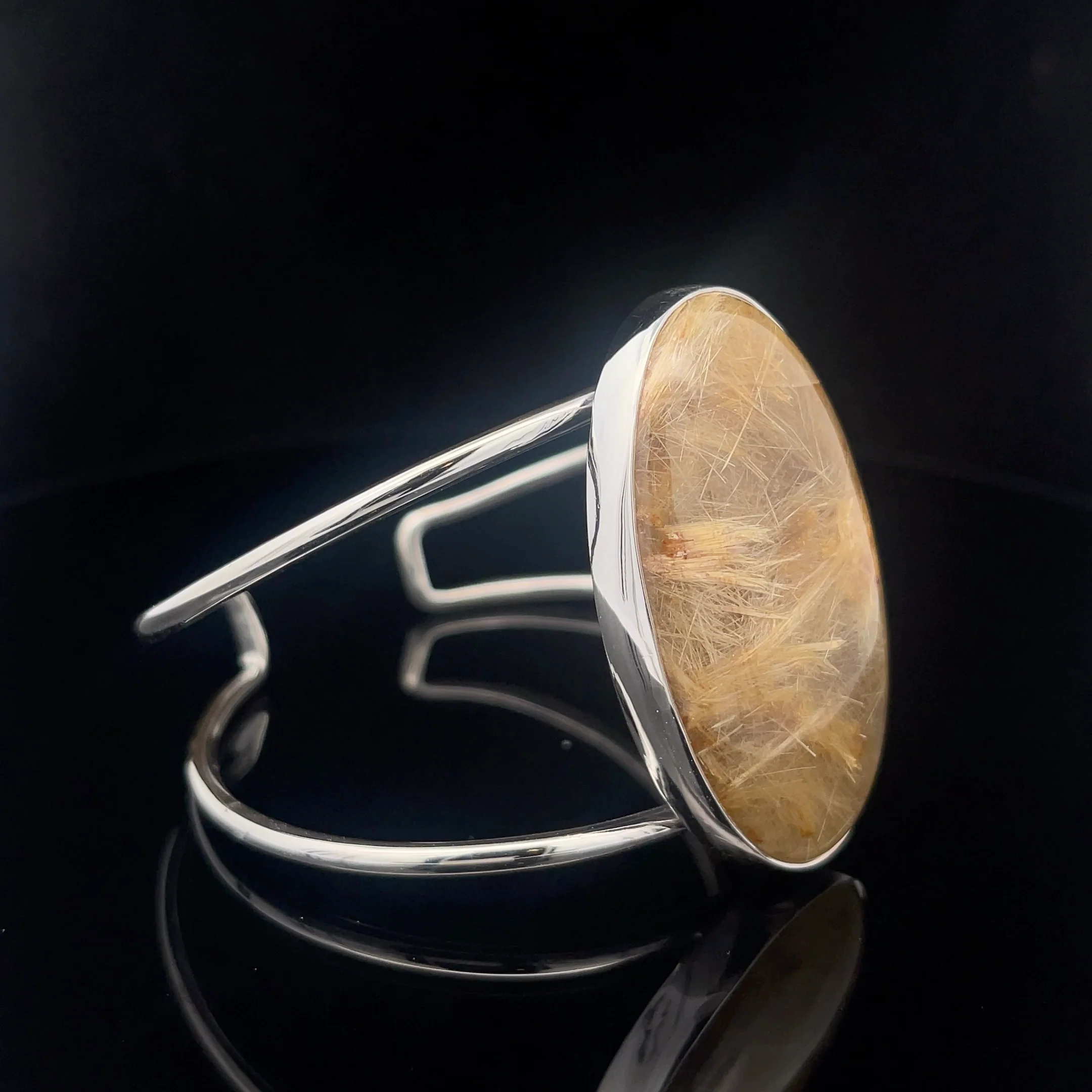 Sterling Silver Rutilated Quartz Cuff Bracelet - Image 2