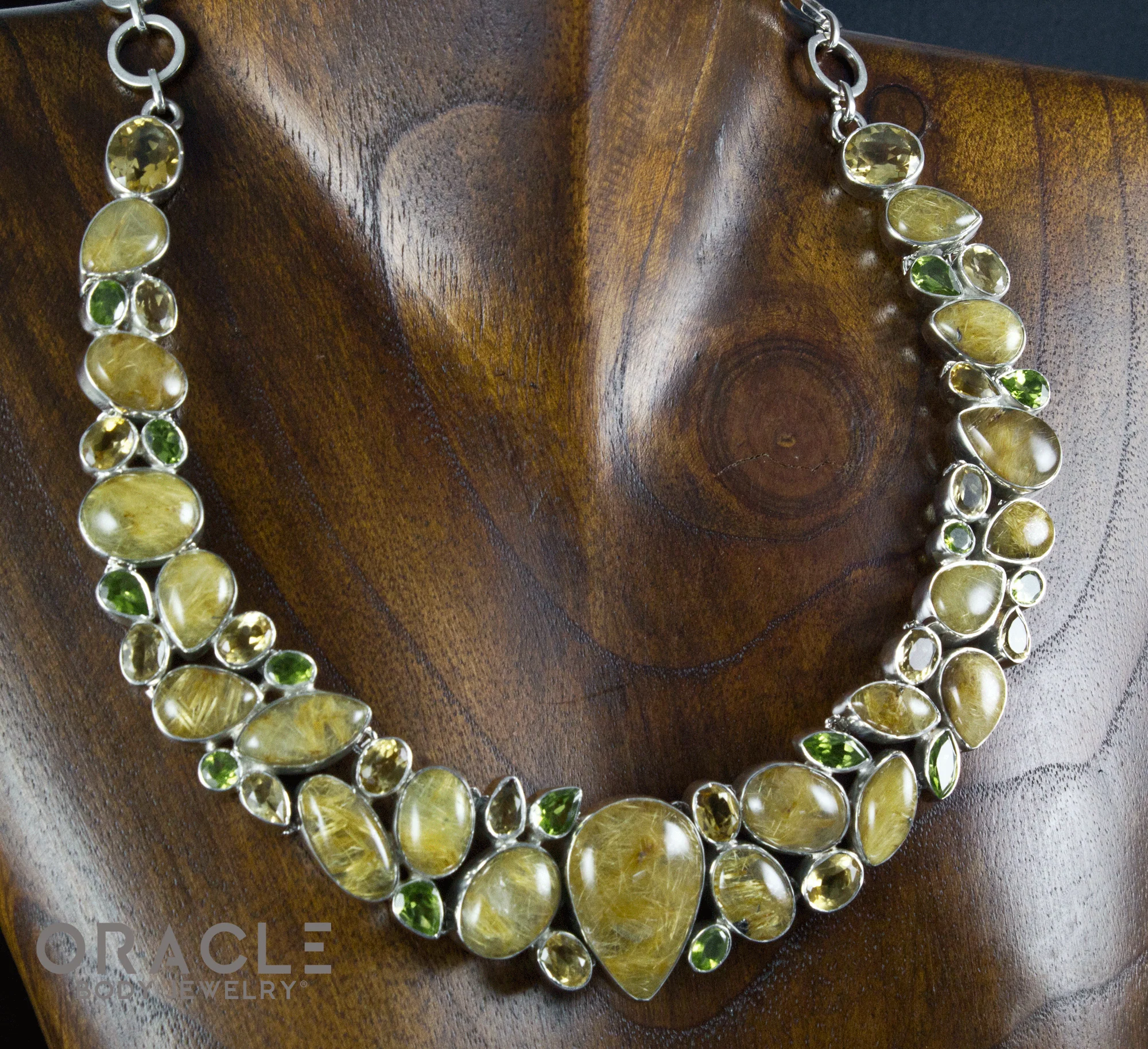Sterling Silver Rutilated Quartz Necklace with Citrine and Peridot Accents - Image 5